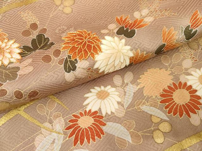 平和屋着物●訪問着　駒刺繍　枝花文　金彩　正絹　逸品　AABL7689cs