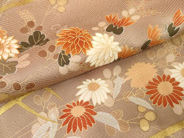 平和屋着物●訪問着　駒刺繍　枝花文　金彩　正絹　逸品　AABL7689cs