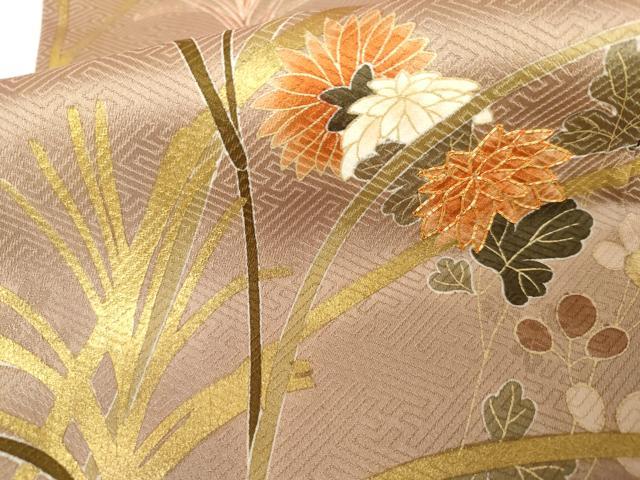 平和屋着物●訪問着　駒刺繍　枝花文　金彩　正絹　逸品　AABL7689cs