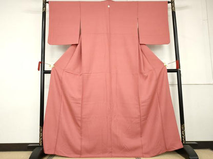 平和屋着物●上質な色無地　紋意匠　薄紅色　正絹　逸品　AABL7690cs