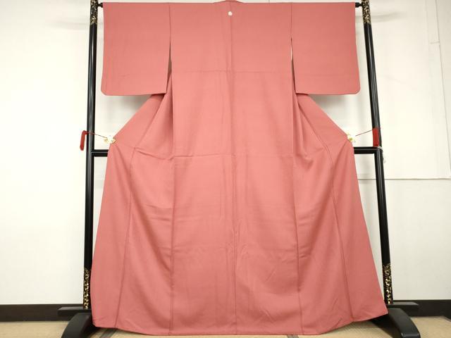 平和屋着物●上質な色無地　紋意匠　薄紅色　正絹　逸品　AABL7690cs