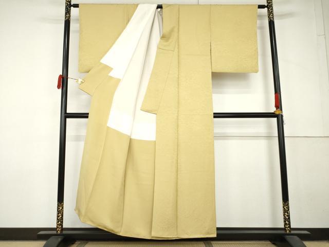 平和屋着物●本加賀友禅作家　梶山伸監修　色無地　草花地紋　蒸栗色　正絹　逸品　AABL7693cs