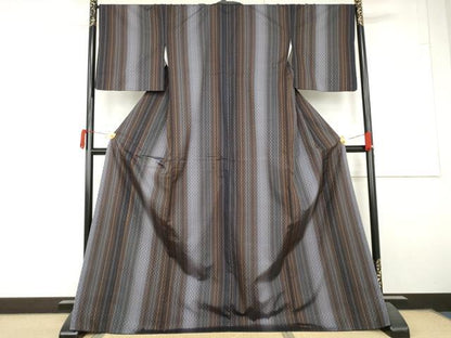 平和屋着物●上質な紬　霞間道　正絹　逸品　AABL7703cs