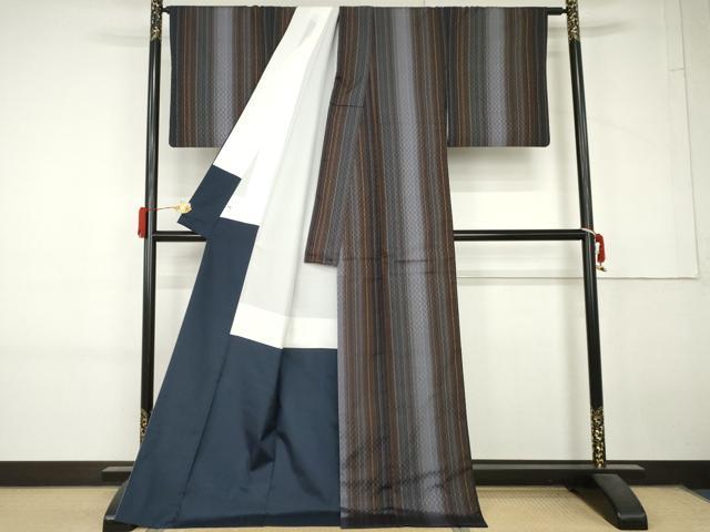 平和屋着物●上質な紬　霞間道　正絹　逸品　AABL7703cs