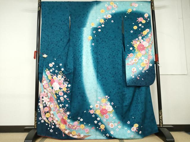 平和屋着物●豪華振袖　蔓帯草花文　暈し染め　金彩　正絹　逸品　AABL7704cs