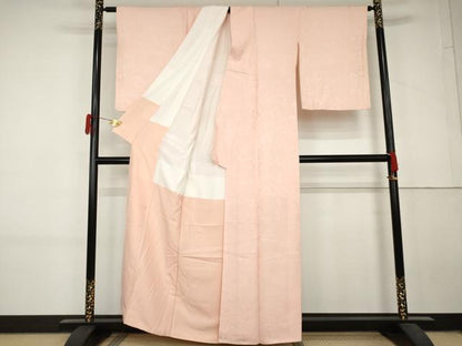 平和屋着物●上質な色無地　更紗花地紋　虹色　正絹　逸品　未使用　AABL7706cs