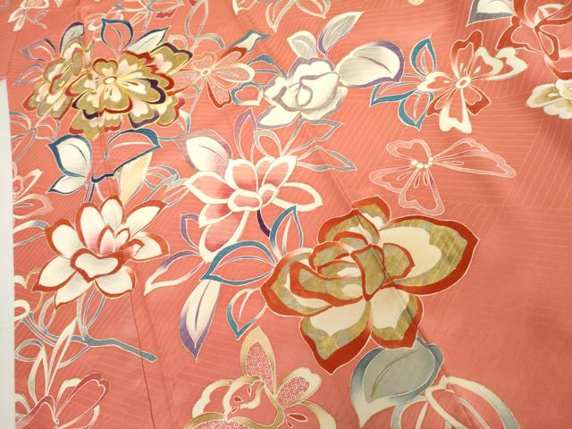 平和屋着物●豪華振袖　駒刺繍　枝花文　暈し染め　金銀彩　正絹　逸品　AABL7709cs