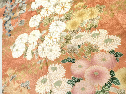 平和屋着物●豪華振袖　駒刺繍　葡萄枝花文　暈し染め　金彩　正絹　逸品　AABL7710cs