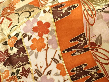 平和屋着物●豪華振袖　駒刺繍　几帳吉祥花文　金彩　正絹　逸品　AABL7712cs