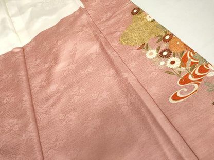 平和屋着物●豪華振袖　駒刺繍　几帳吉祥花文　金彩　正絹　逸品　AABL7712cs