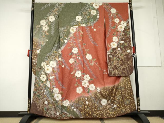 平和屋着物●豪華振袖　辻が花　暈し染め　銀通し地　正絹　逸品　AABL7714cs