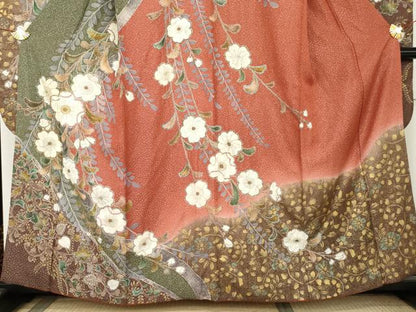 平和屋着物●豪華振袖　辻が花　暈し染め　銀通し地　正絹　逸品　AABL7714cs