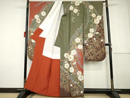 平和屋着物●豪華振袖　辻が花　暈し染め　銀通し地　正絹　逸品　AABL7714cs