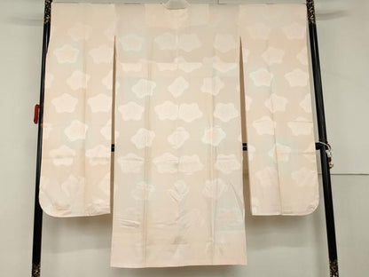 平和屋着物●振袖用長襦袢　無双仕立て　舞梅地紋　暈し染め　正絹　逸品　未使用　AABL7715cs