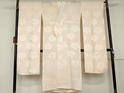 平和屋着物●振袖用長襦袢　無双仕立て　舞梅地紋　暈し染め　正絹　逸品　未使用　AABL7715cs