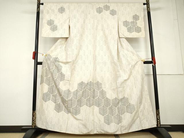 平和屋着物●訪問着　紬地　松　正絹　逸品　AABL7721cs