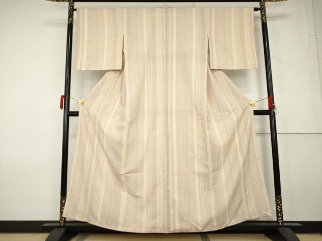 平和屋着物●本塩沢　110亀甲　間道　正絹　逸品　AABL7724cs