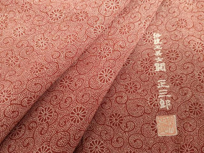 平和屋着物●伝統工芸士　関正三郎　江戸小紋　菊唐草　正絹　逸品　AABL7727cs