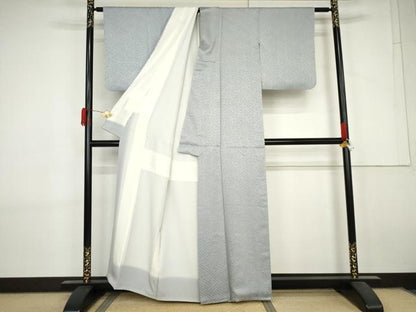 平和屋着物●上質な小紋　紗綾形文　正絹　逸品　AABL7731cs
