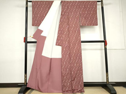 平和屋着物●上質な紬　総絞り　蜘蛛絞り　琉球絣文様　正絹　逸品　AABL7732cs