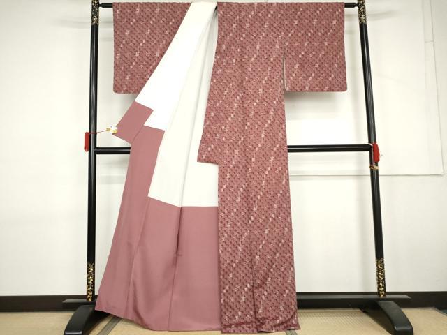 平和屋着物●上質な紬　総絞り　蜘蛛絞り　琉球絣文様　正絹　逸品　AABL7732cs