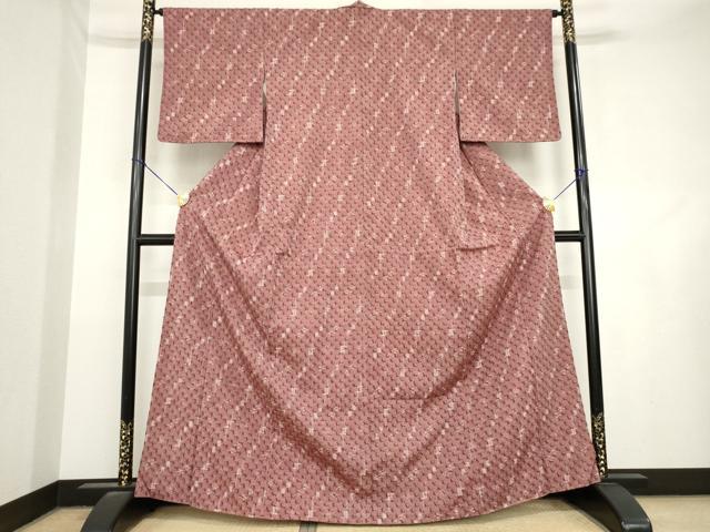 平和屋着物●上質な紬　総絞り　蜘蛛絞り　琉球絣文様　正絹　逸品　AABL7732cs