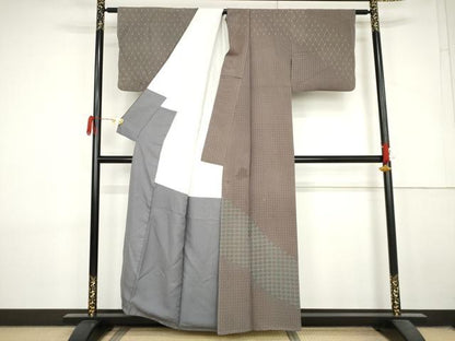 平和屋着物●二代目 川村久太郎　訪問着　幾何学柄　正絹　逸品　AABL7734cs