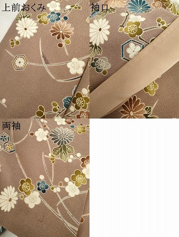 平和屋着物●上質な小紋　枝花文　鬼しぼ縮緬　正絹　逸品　AABL7735cs