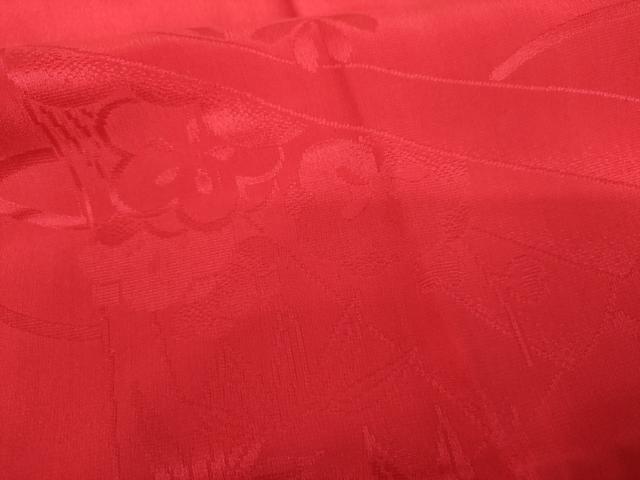 平和屋着物●長襦袢　袷　檜扇花地紋　紅色　正絹　逸品　AABL7742cs
