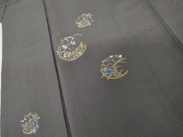 平和屋着物●訪問着　総刺繍　花丸文　金糸　正絹　逸品　AABL7746cs