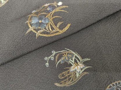 平和屋着物●訪問着　総刺繍　花丸文　金糸　正絹　逸品　AABL7746cs