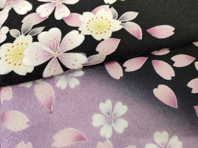 平和屋着物●豪華振袖　舞桜文　暈し染め　黒地　やまと誂製　正絹　逸品　AABL7748cs