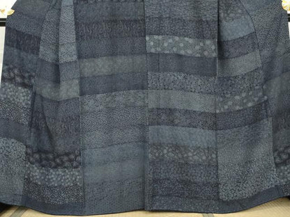 平和屋着物●江戸小紋　藍　百柄　正絹　逸品　AABL7750cs