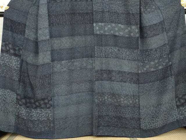 平和屋着物●江戸小紋　藍　百柄　正絹　逸品　AABL7750cs