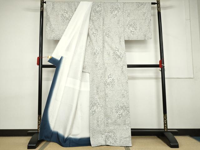 平和屋着物●本場大島紬　白大島　9マルキ　草花文　正絹　逸品　未使用　AABL7751cs
