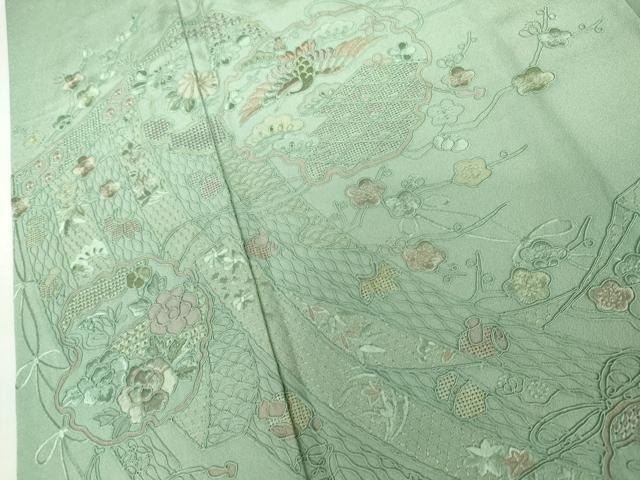 平和屋着物●中国三大刺繍　汕頭刺繍　スワトウ刺繍　総刺繍　訪問着　几帳雪輪花文　正絹　逸品　AABL7753cs