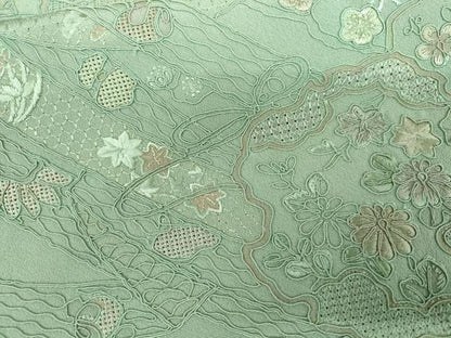 平和屋着物●中国三大刺繍　汕頭刺繍　スワトウ刺繍　総刺繍　訪問着　几帳雪輪花文　正絹　逸品　AABL7753cs