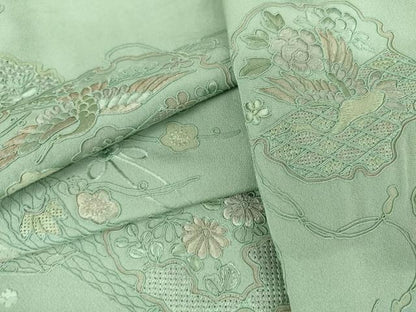 平和屋着物●中国三大刺繍　汕頭刺繍　スワトウ刺繍　総刺繍　訪問着　几帳雪輪花文　正絹　逸品　AABL7753cs
