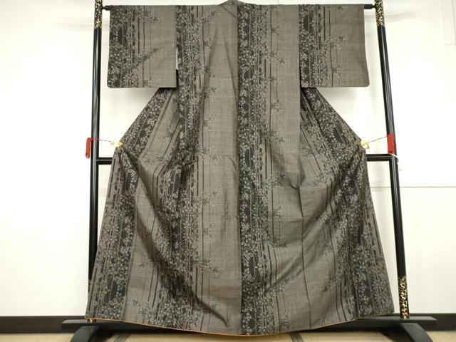 平和屋着物●本場大島紬　9マルキ　枝葉間道　正絹　逸品　AABL7756cs