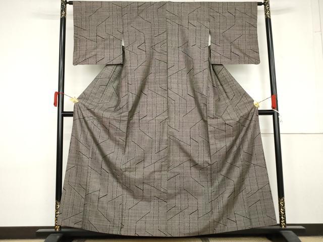 平和屋着物●本場大島紬　7マルキ　幾何学文様　正絹　逸品　AABL7758cs