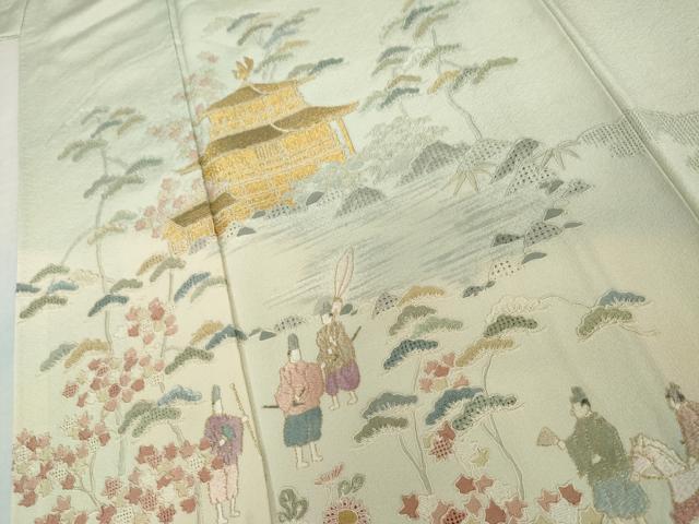 平和屋着物●中国三大刺繍　スワトウ刺繍　汕頭刺繍　総刺繍　色留袖　松竹梅人物風景文　暈し染め　正絹　逸品　AABL7769cs