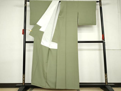 平和屋着物●上質な色無地　柳染色　正絹　逸品　AABL7775cs