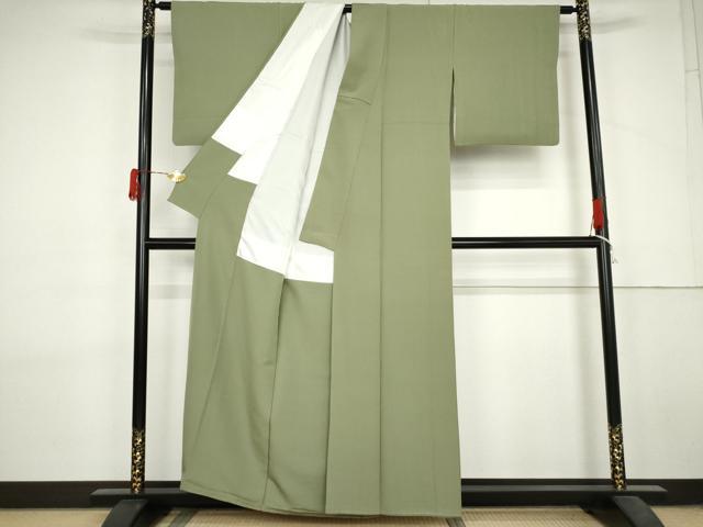 平和屋着物●上質な色無地　柳染色　正絹　逸品　AABL7775cs