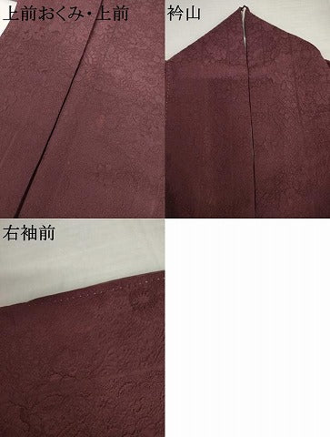 平和屋着物●上質な色無地　辻が花地紋　梅紫色　正絹　逸品　AABL7777cs