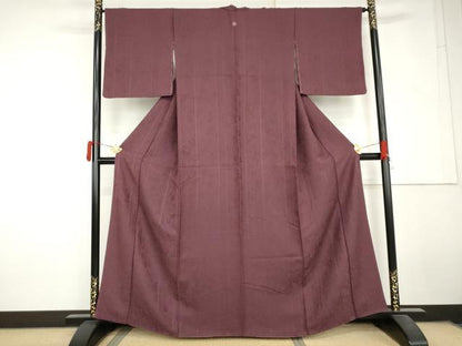 平和屋着物●上質な色無地　辻が花地紋　梅紫色　正絹　逸品　AABL7777cs