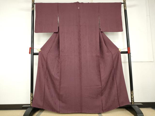 平和屋着物●上質な色無地　辻が花地紋　梅紫色　正絹　逸品　AABL7777cs