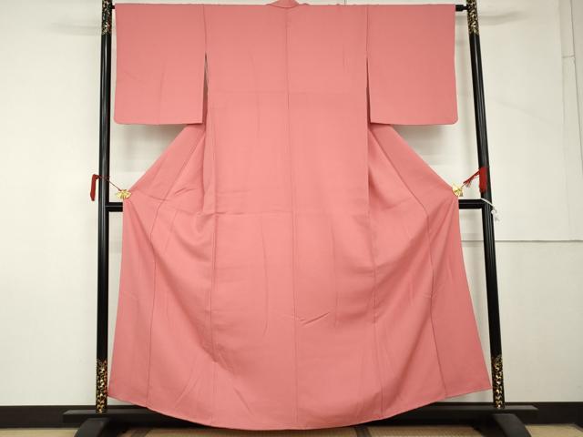 平和屋着物●上質な色無地　霞地紋　桃色　正絹　逸品　AABL7785cs