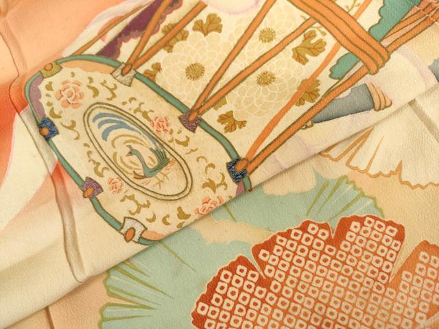 平和屋本店●アンティーク　大正ロマン　振袖　花楽器文　暈し染め　金銀糸　正絹　逸品　AABL7787cs