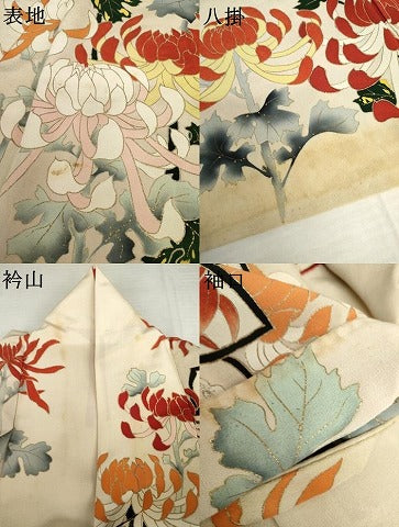 平和屋本店●アンティーク　大正ロマン　振袖　乱菊　金彩　正絹　逸品　AABL7792cs