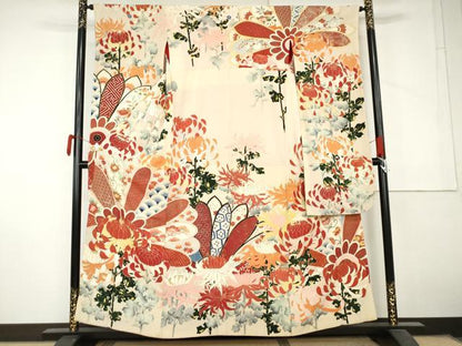 平和屋本店●アンティーク　大正ロマン　振袖　乱菊　金彩　正絹　逸品　AABL7792cs